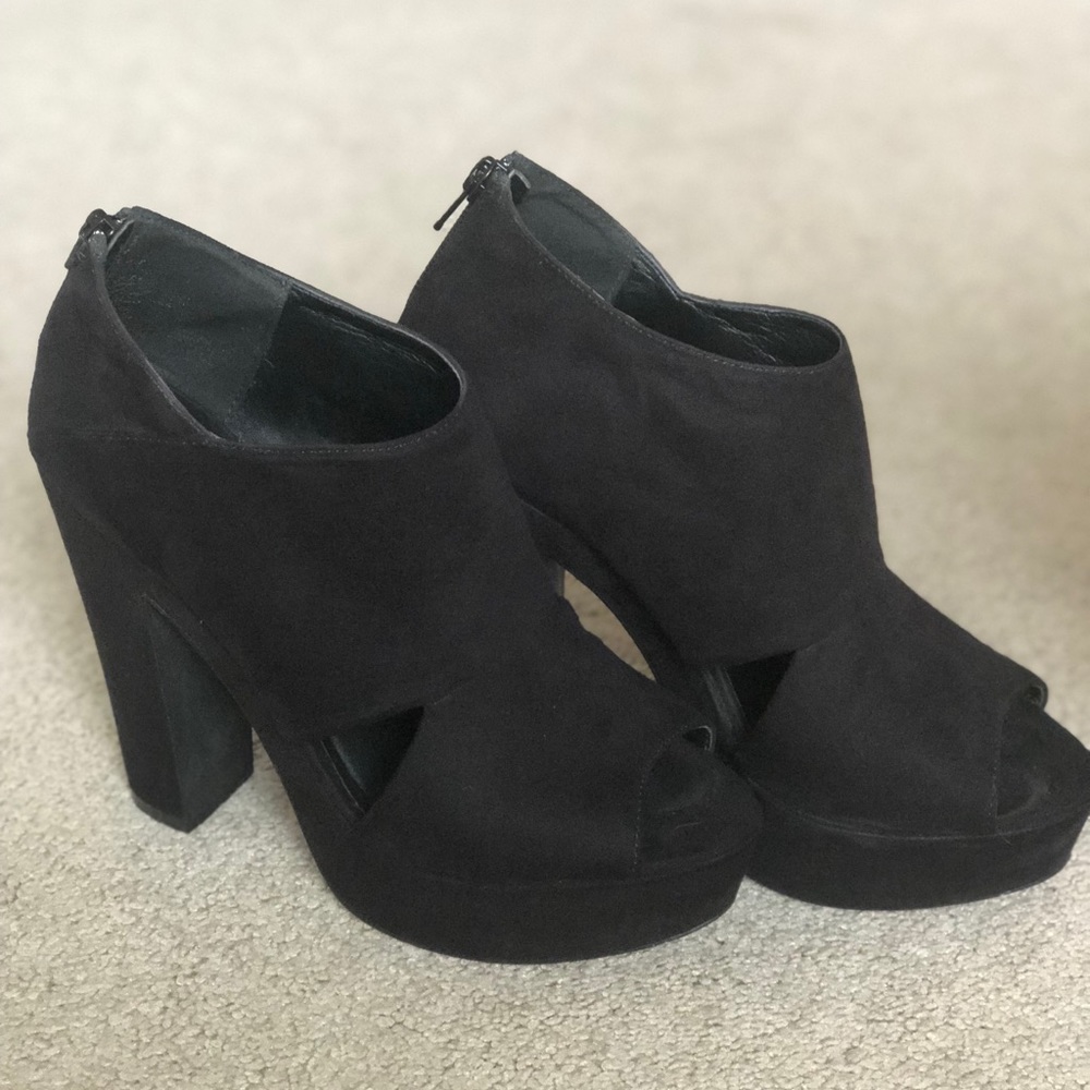 Also Black open toe booties